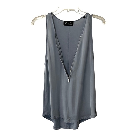 The Kooples Sport Silk Sleeveless Half Zip Front Women’s top Blue - Picture 8 of 15